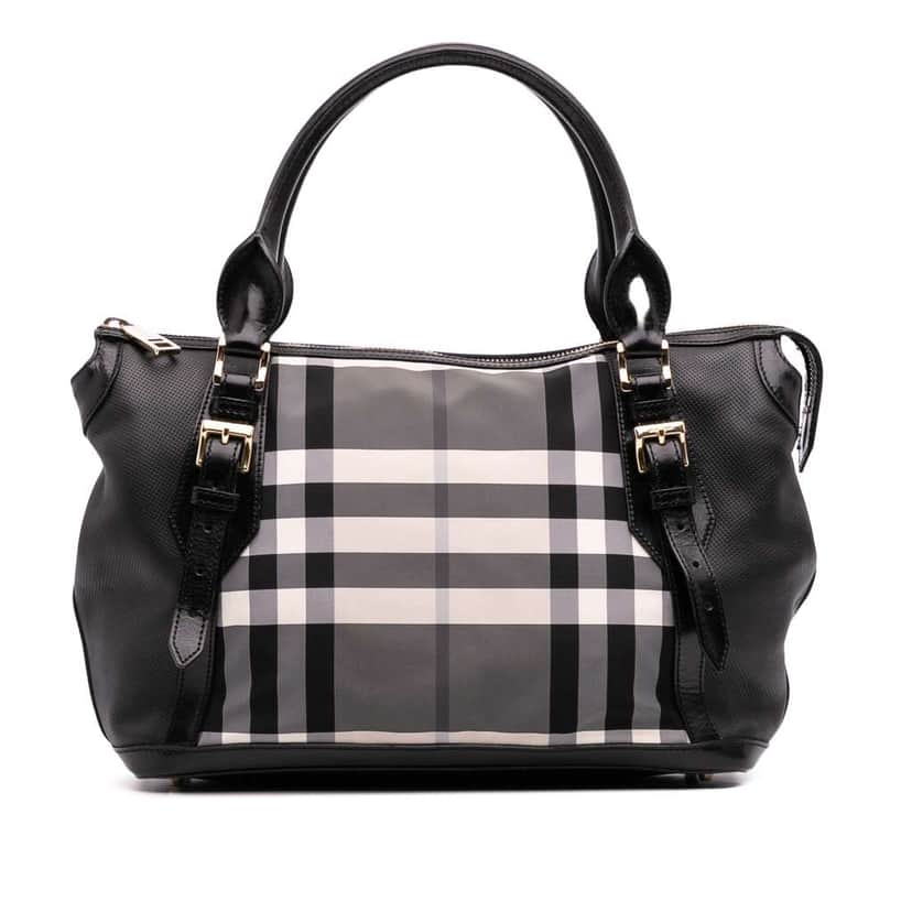 Burberry Beat Check Nylon Ellers Satchel Grey Good condition - Front View