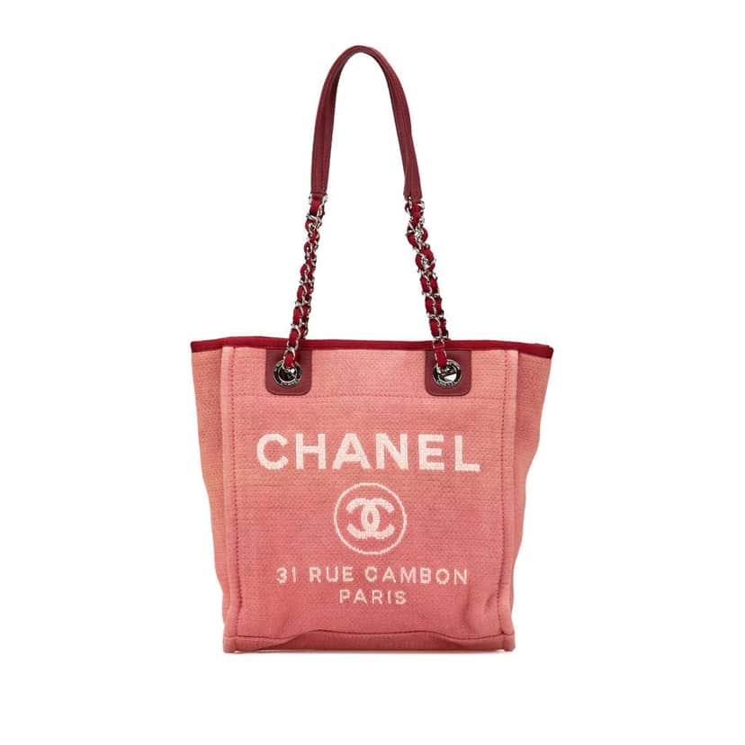 Chanel Mini Mixed Fibers Deauville Tote Red Canvas Very good condition - Front View