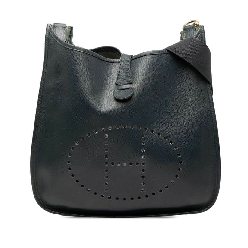 Hermès Clemence Evelyne GM Blue Leather Good condition - Front View