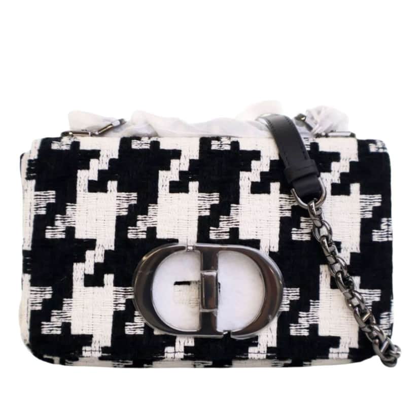 Dior Small Technical Canvas Macro Houndstooth Caro Bag Black Canvas Very good condition - Front View