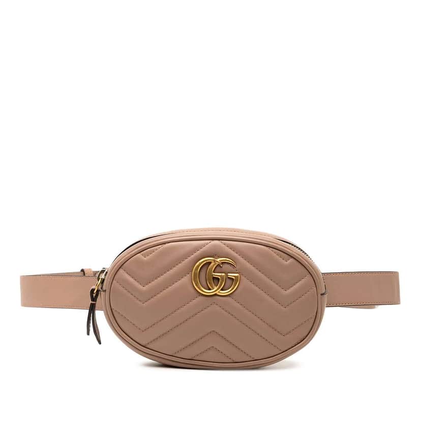 Gucci GG Marmont Matelasse Leather Belt Bag Brown Leather Very good condition - Front View