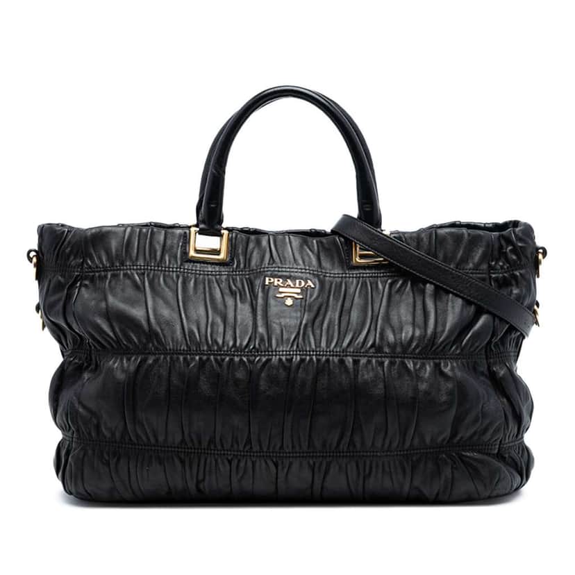 Prada Nappa Gaufre Satchel Black Leather Good condition - Front View