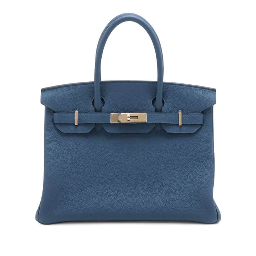 Hermès Togo Birkin Retourne 30 Blue Leather Good condition - Front View