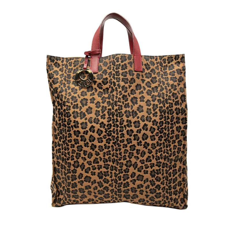 Fendi Leopard Print Canvas Tote Brown Canvas Good condition - Front View