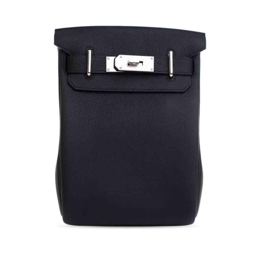 Hermès Togo Kelly Hac A Dos PM Black Leather Good condition - Front View