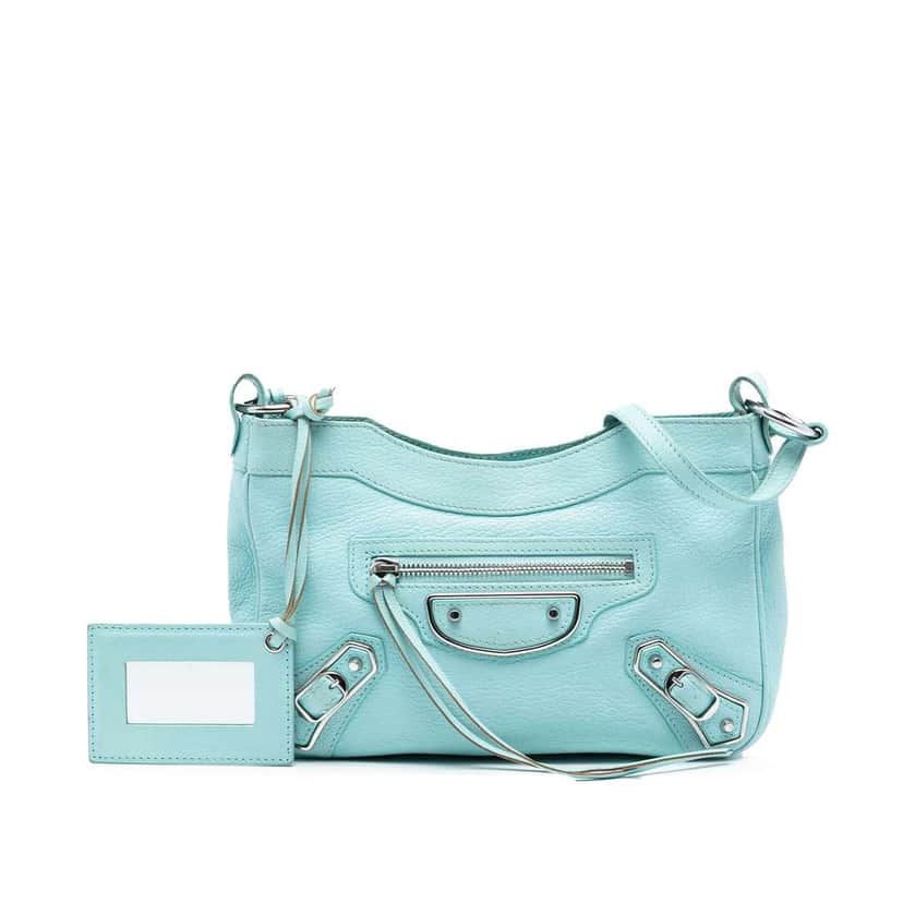 Balenciaga Chevre Motocross Classic Metallic Edge Hip Crossbody Blue Leather Good condition - Front View