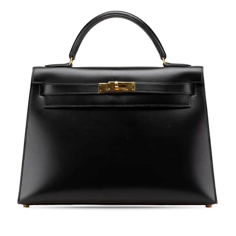 Hermès Box Calf Kelly Sellier 32 Black Leather Good condition - Front View