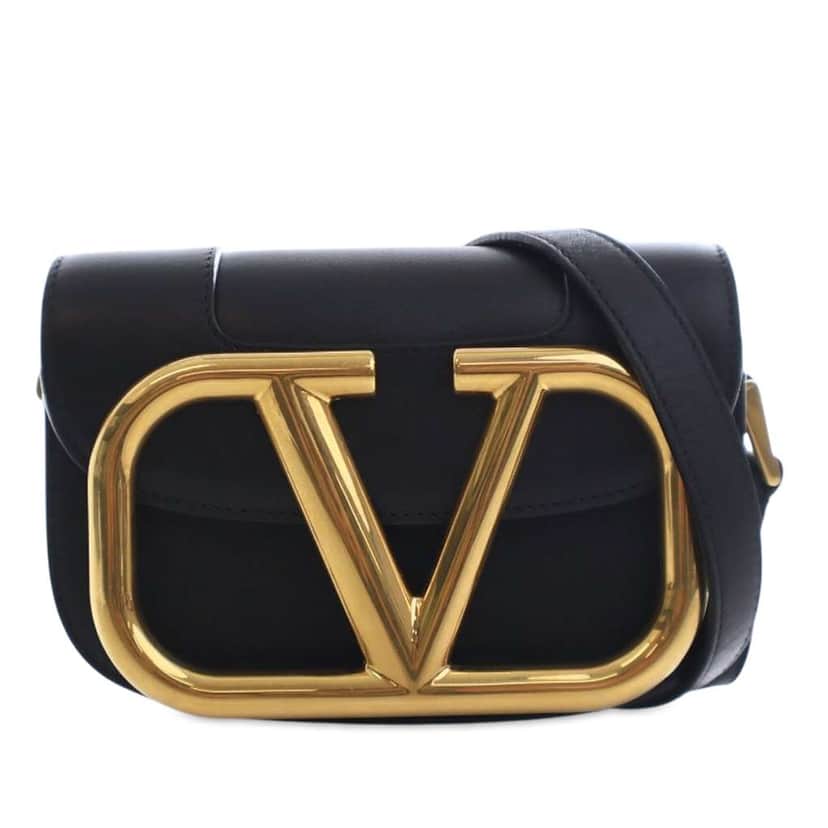 Valentino Small Leather Supervee Crossbody Black Leather Good condition - Front View