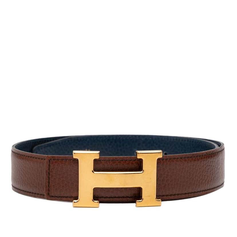 Hermès Togo Constance H Reversible Belt Brown Leather Good condition - Front View