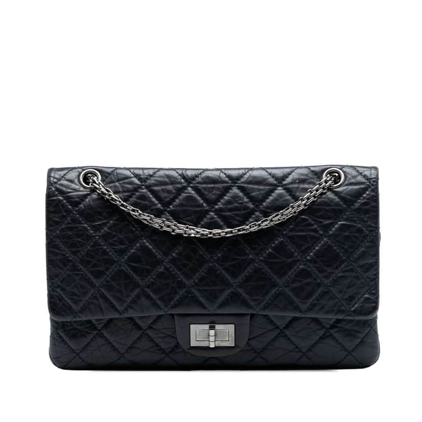 Chanel Aged Calfskin Reissue 2.55 Double Flap 227 Blue Leather Very good condition - Front View