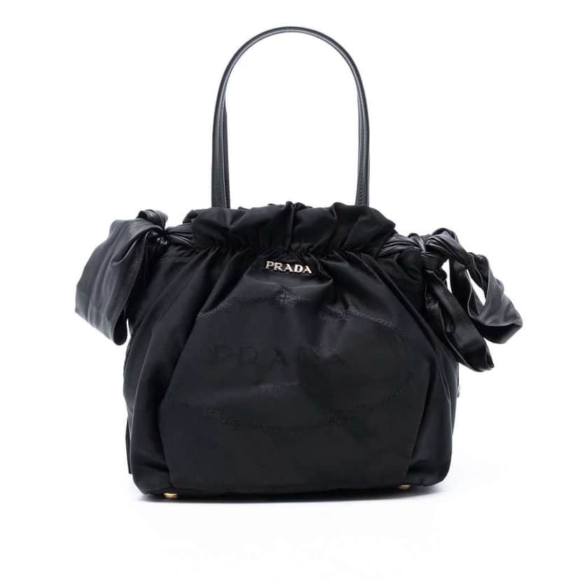 Prada Tessuto Logo Bow Satchel Black Good condition - Front View