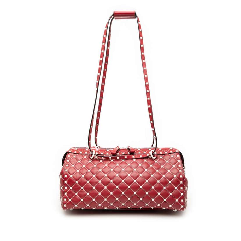 Valentino Lambskin Free Rockstud Spike Shoulder Bag Red Leather Good condition - Front View