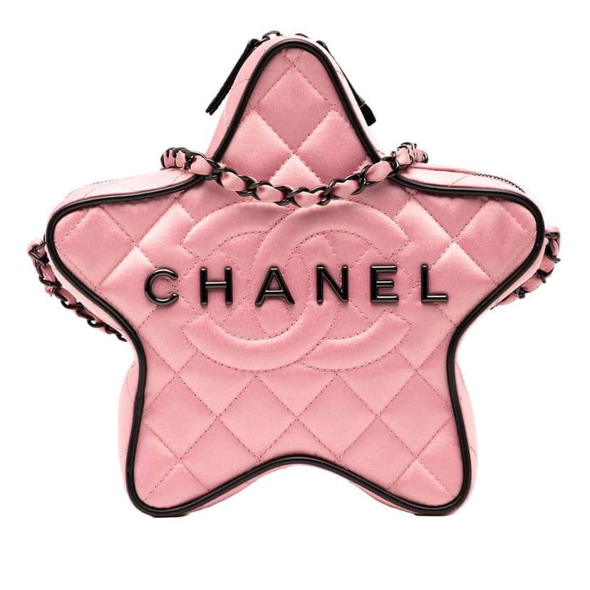 Chanel Quilted Satin Walk Of Fame Star Crossbody Pink Satin Good condition - Front View