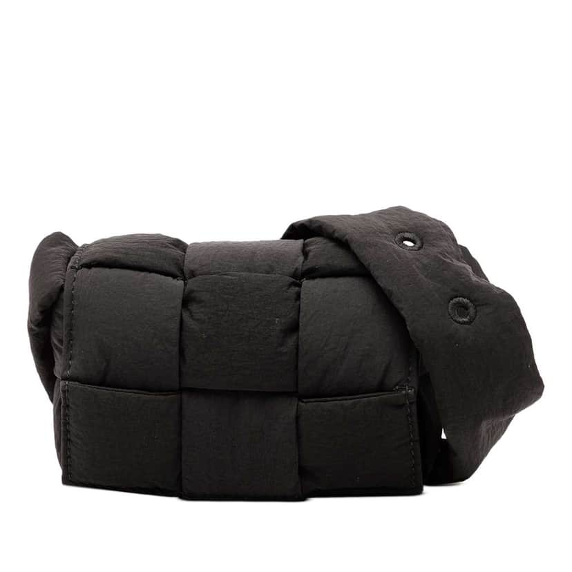 Bottega Veneta Candy Nylon Intrecciato Padded Tech Cassette Crossbody Black Very good condition - Front View