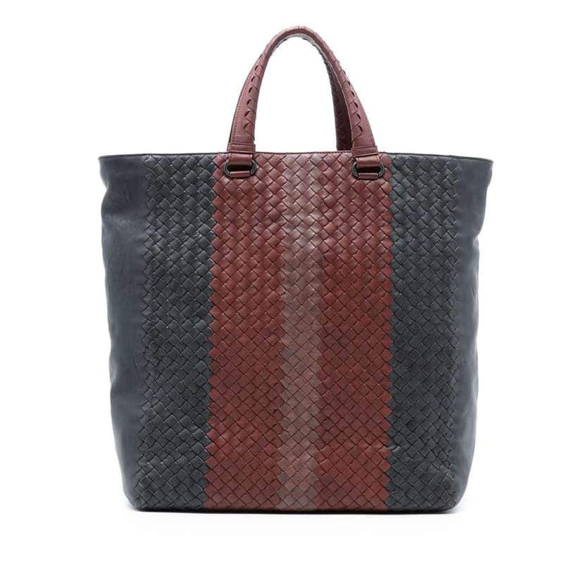 Bottega Veneta Tricolor Nappa Intrecciato Convertible Tote Grey Leather Very good condition - Front View