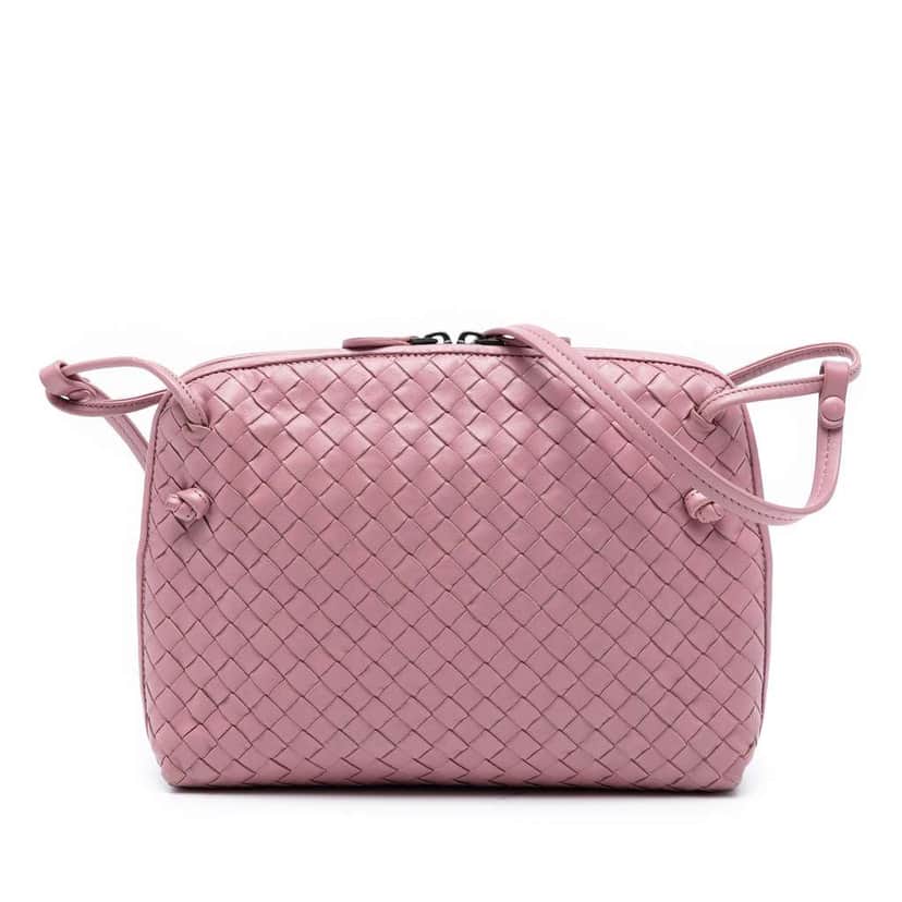 Bottega Veneta Nappa Intrecciato Nodini Crossbody Pink Leather Good condition - Front View