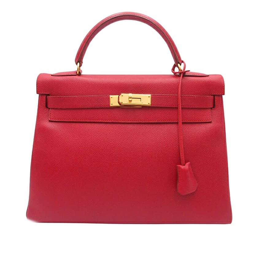 Hermès Courchevel Kelly Retourne 32 Red Leather Good condition - Front View