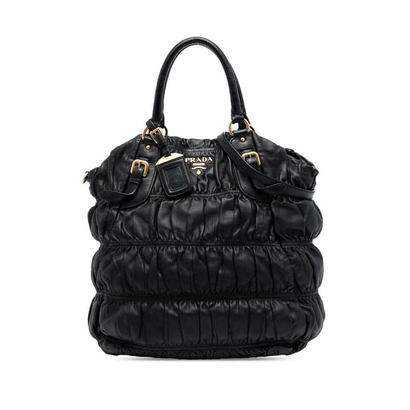 Prada Nappa Gaufre Satchel Black Leather Good condition - Front View