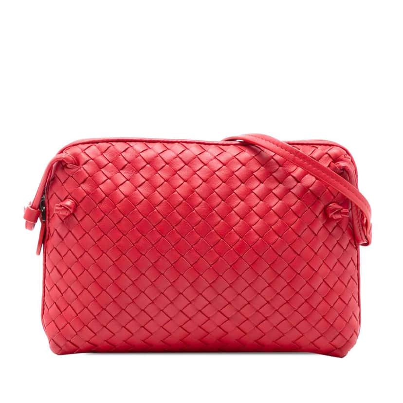 Bottega Veneta Nappa Intrecciato Nodini Crossbody Red Leather Good condition - Front View
