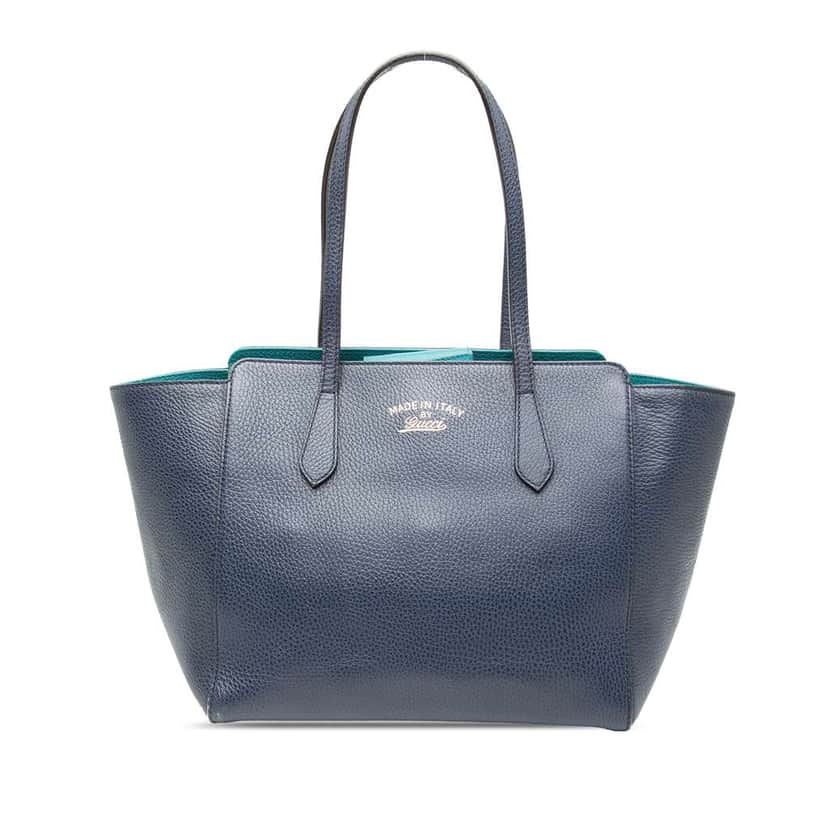 Gucci Medium Leather Swing Tote Blue Leather Very good condition - Front View
