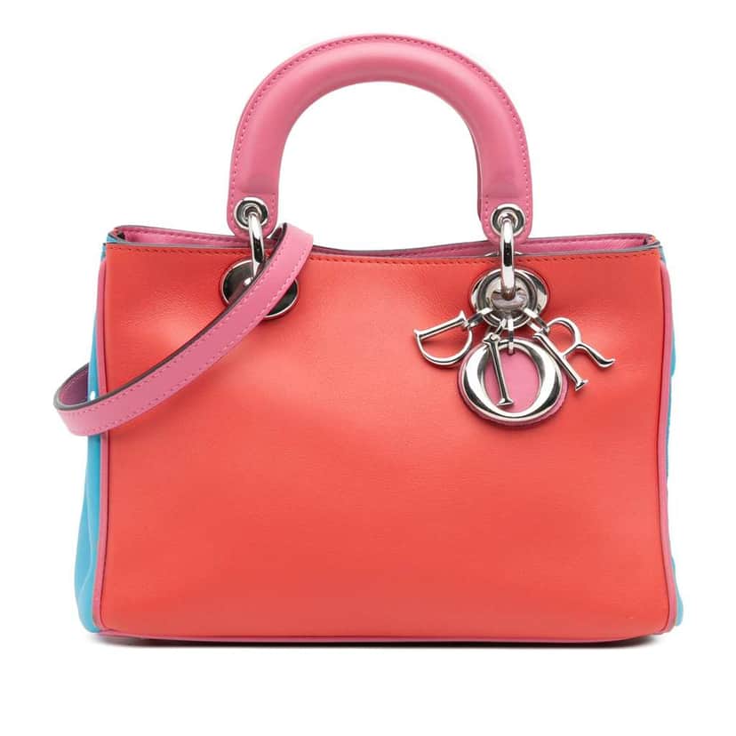 Dior Mini Tricolor Leather Diorissimo Satchel Red Leather Good condition - Front View