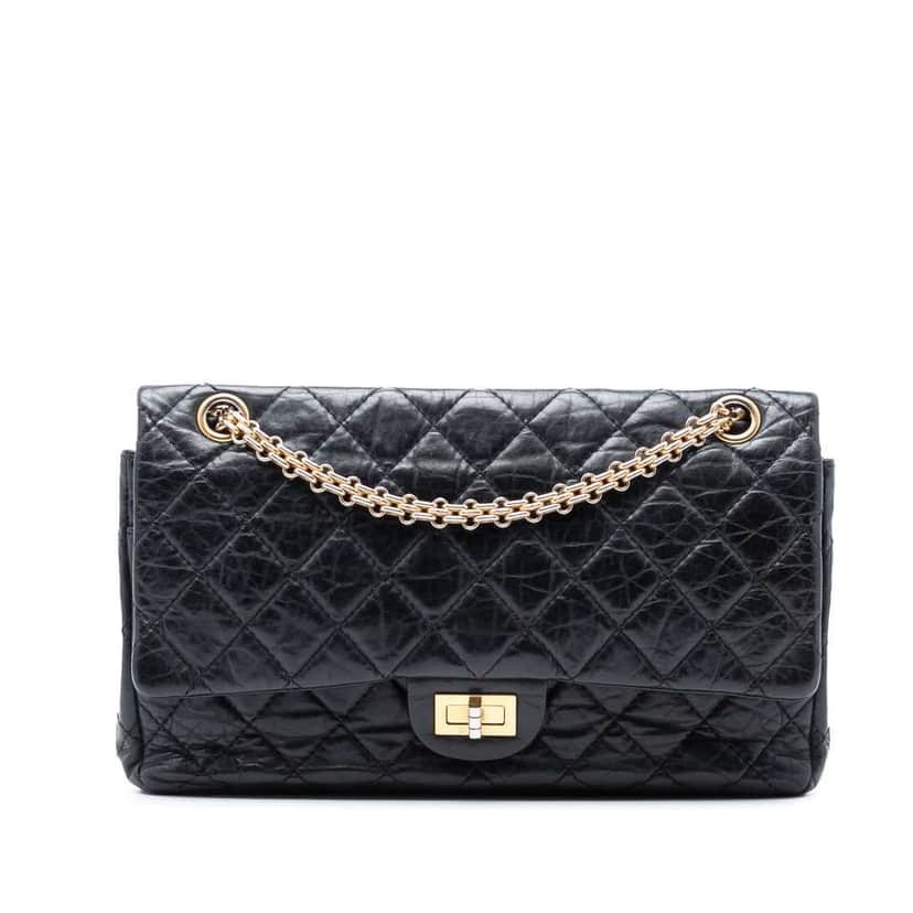 Chanel Reissue 2.55 Aged Calfskin Double Flap 226 Black Leather Good condition - Front View