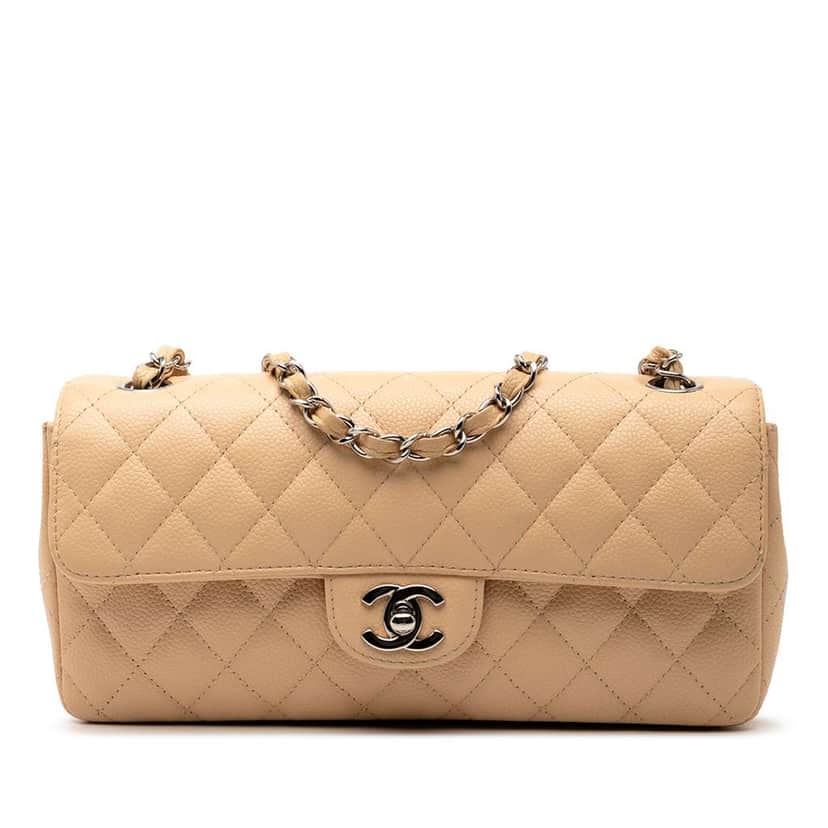 Chanel Classic Caviar East West Single Flap Brown Leather Good condition - Front View