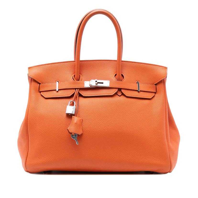 Hermès Clemence Birkin Retourne 35 Orange Leather Good condition - Front View