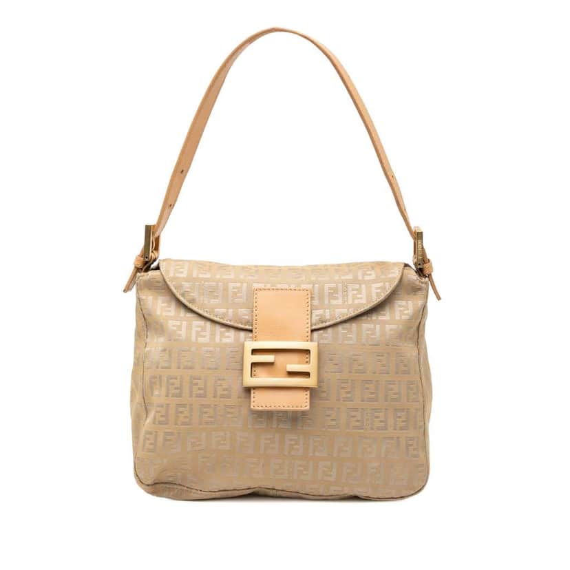 Fendi Zucchino Canvas Double Flap Mamma Brown Canvas Fair condition - Front View