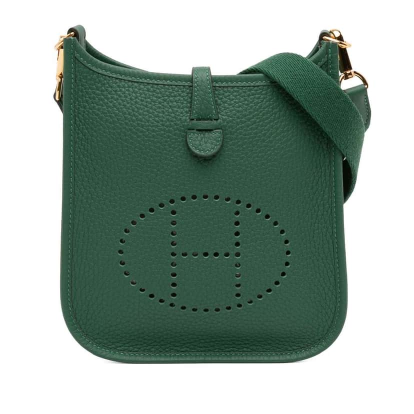 Hermès Clemence Evelyne TPM Green Leather Good condition - Front View