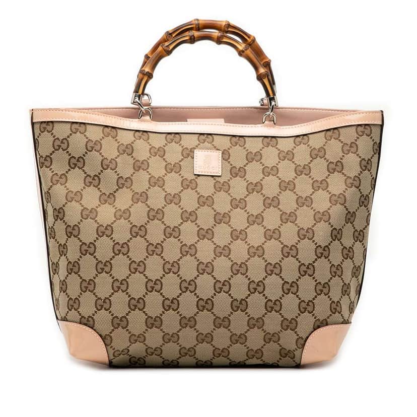 Gucci GG Canvas Bamboo Childrens Tote Brown Canvas Good condition - Front View