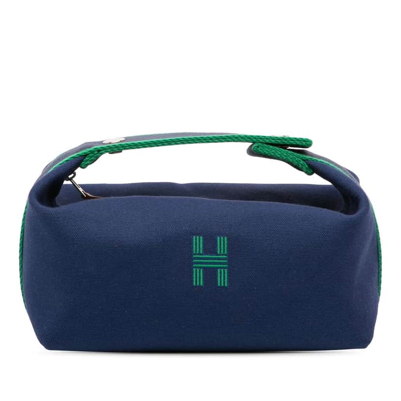 Hermès Small Toile Bride A Brac Case Blue Canvas Good condition - Front View