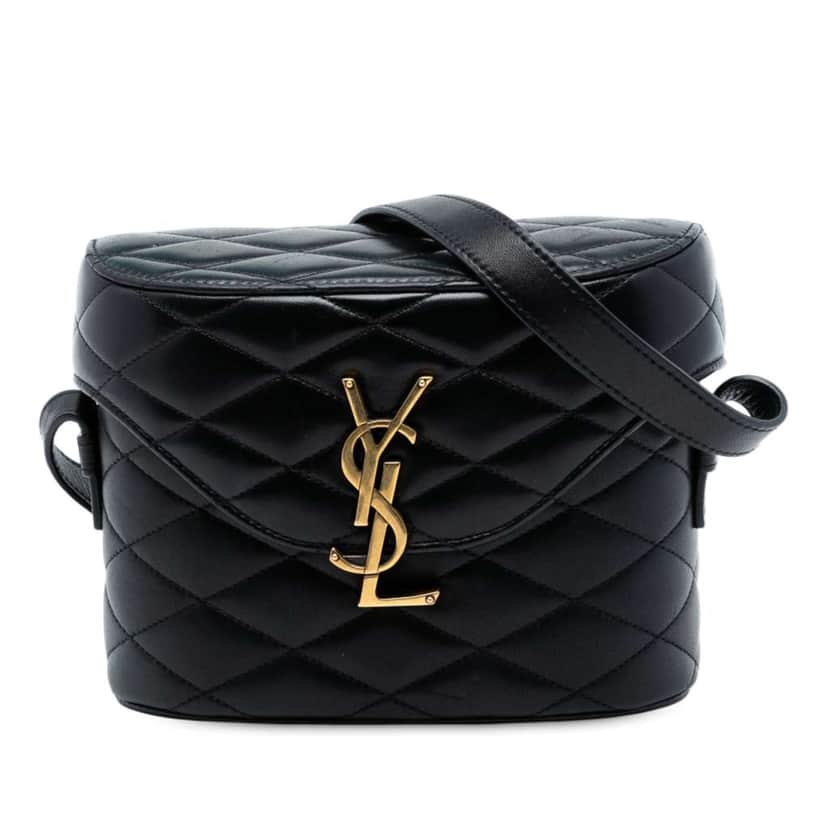 Saint Laurent Quilted Lambskin Monogram June Box Bag Black Leather Good condition - Front View