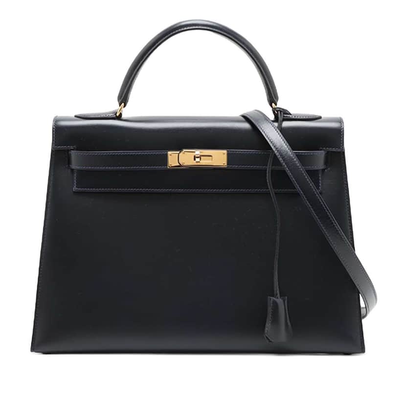 Hermès Box Calf Kelly Sellier 32 Blue Leather Good condition - Front View