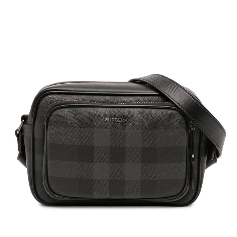 Burberry Coated Canvas Check Paddy Bag Grey Canvas Fair condition - Front View