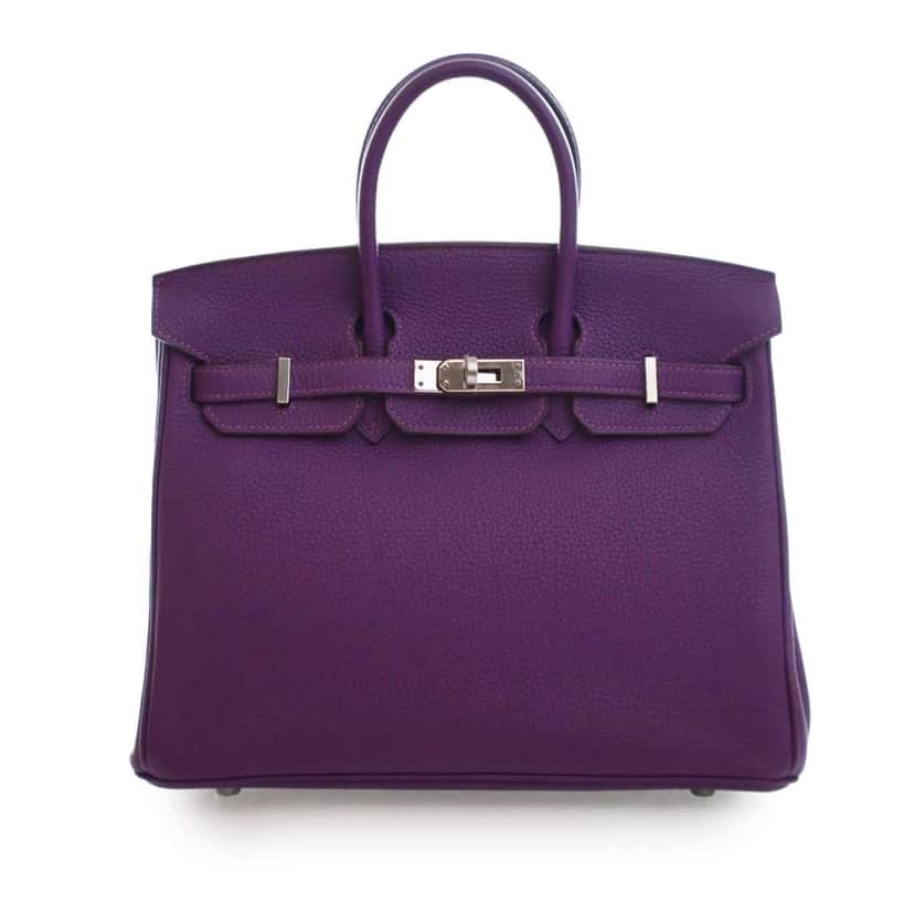 Hermès Togo Birkin Retourne 25 Purple Leather Good condition - Front View