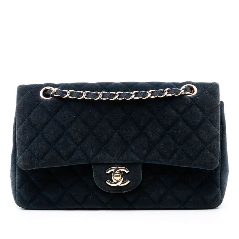 Chanel Medium Classic Velvet Double Flap Blue Velvet Very good condition - Front View