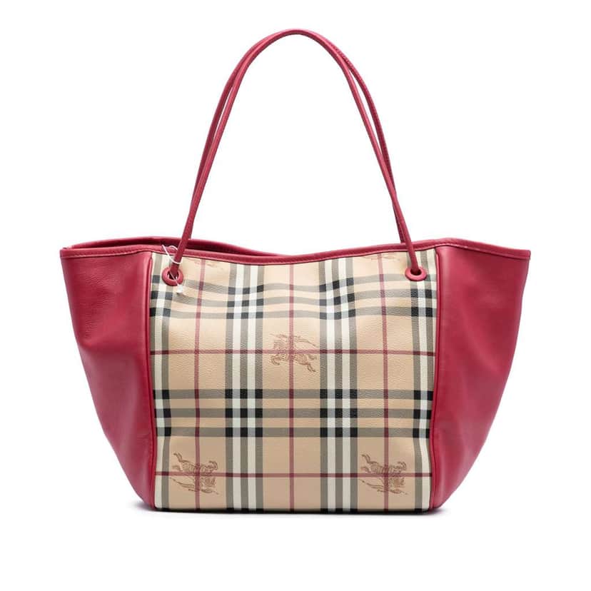 Burberry Small Haymarket Check Coated Canvas Canterbury Tote Brown Canvas Very good condition - Front View
