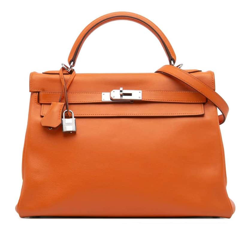 Hermès Swift Kelly II Retourne 32 Orange Leather Good condition - Front View