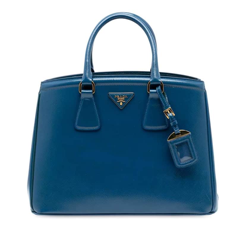 Prada Saffiano Lux Parabole Tote Blue Leather Very good condition - Front View