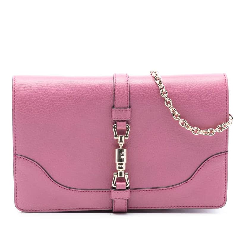 Gucci Pebbled Calfskin Piston Broadway Evening Bag Pink Leather Good condition - Front View