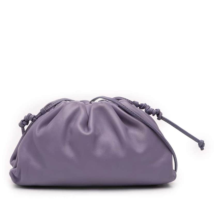 Bottega Veneta Lambskin The Mini Pouch Crossbody Purple Leather Very good condition - Front View