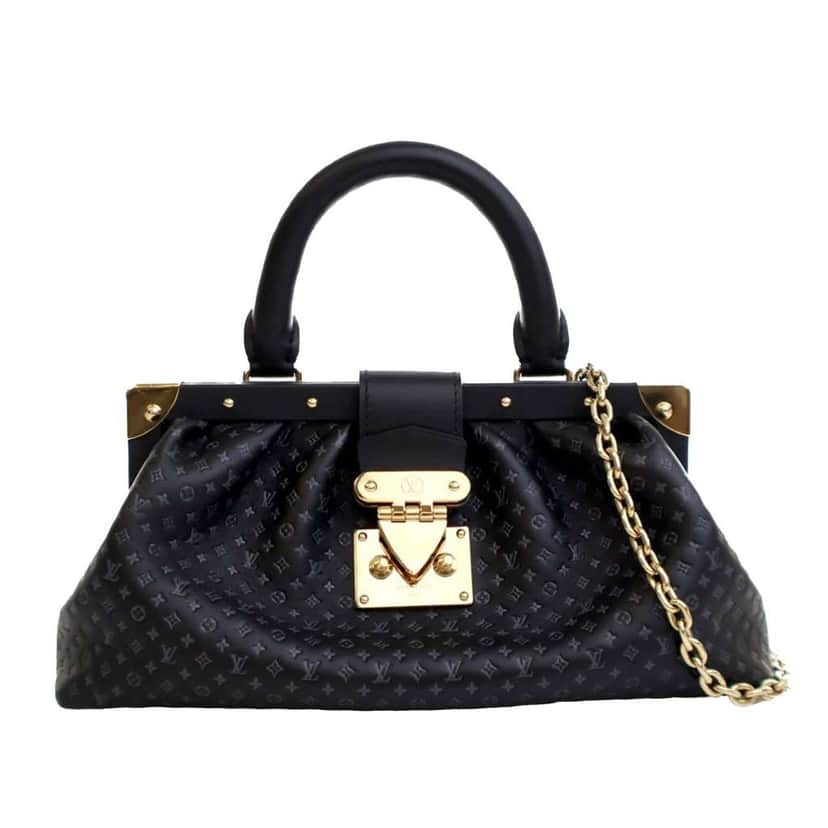 Louis Vuitton Embossed Calfskin Nanogram Satchel Black Leather Good condition - Front View