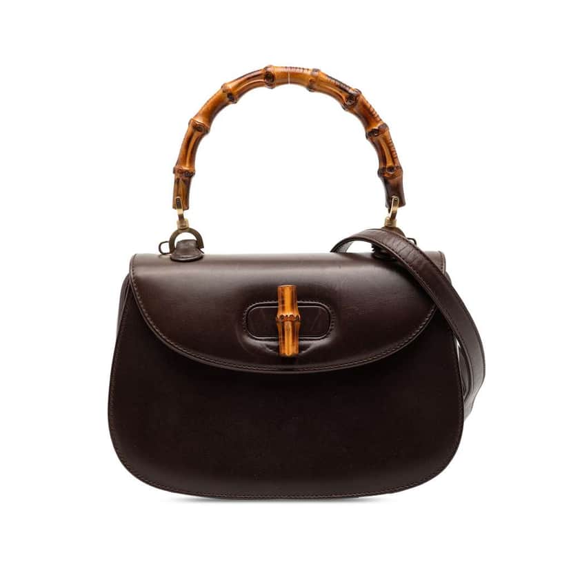 Gucci Calfskin Bamboo Night Brown Leather Good condition - Front View