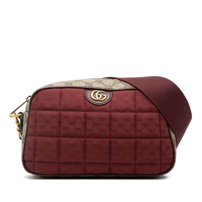 Gucci Small Quilted Mini GG Canvas and GG Supreme Double G Crossbody Red Canvas Very good condition - Front View