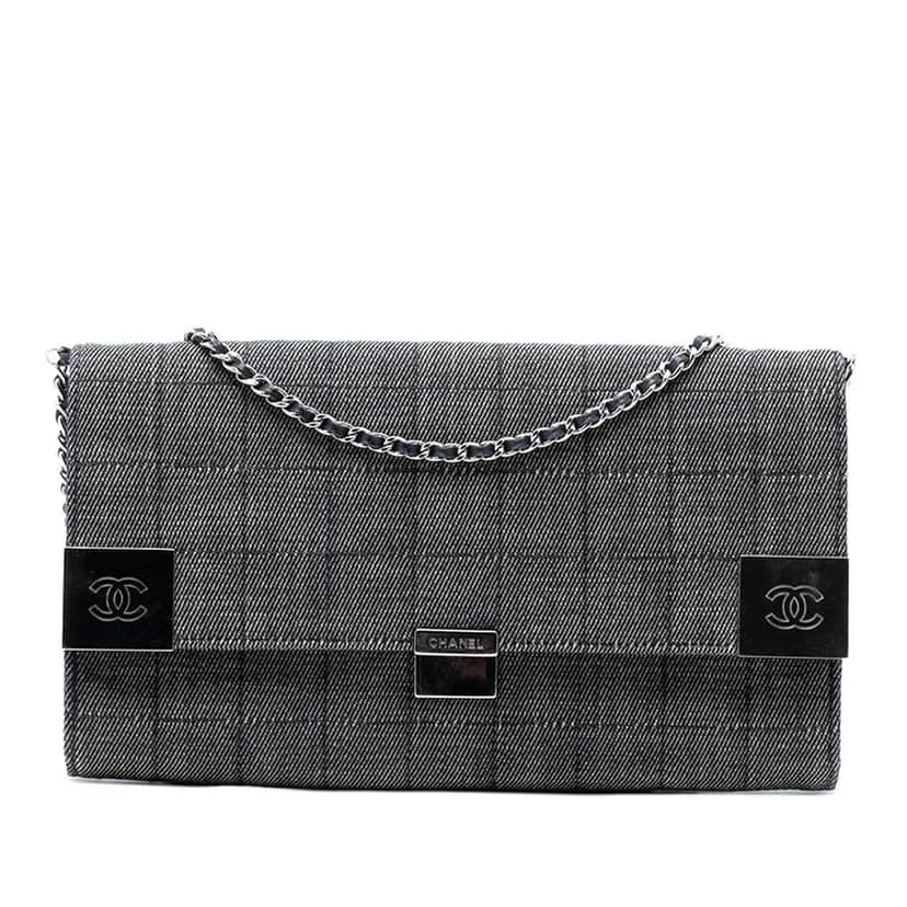 Chanel CC Choco Bar Denim Chain Flap Grey Denim Good condition - Front View