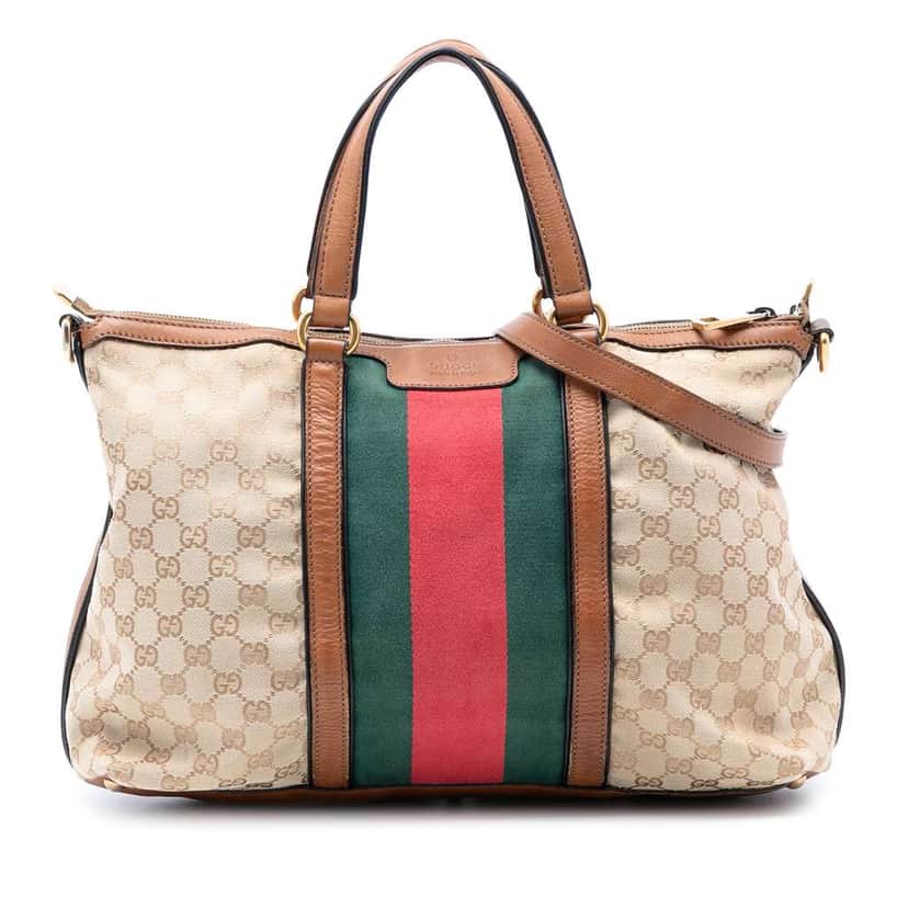 Gucci Medium GG Canvas Rania Top Handle Bag Brown Canvas Good condition - Front View