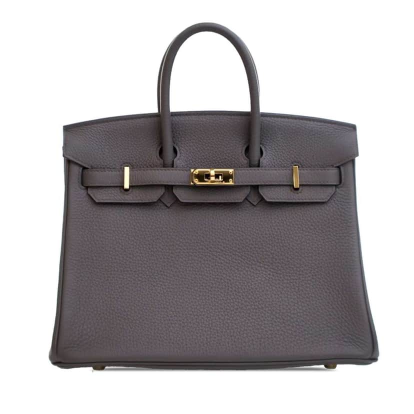 Hermès Togo Birkin Retourne 25 Grey Leather Good condition - Front View