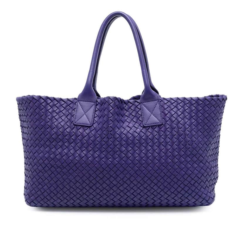 Bottega Veneta Medium Lambskin Intreccio Cabat Tote Purple Leather Good condition - Front View