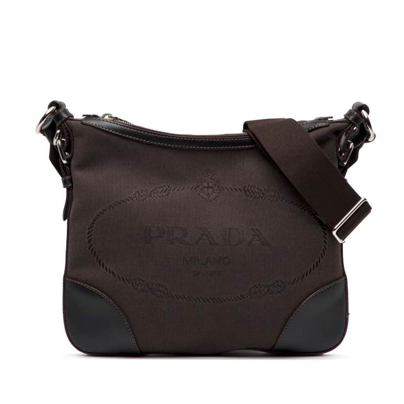 Prada Canvas Canapa Logo Crossbody Brown Canvas Good condition - Front View